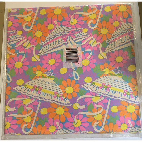 VTG Gift Wrap Wrapping Paper New Hy-Sil Flower Umbrella Parsol Purple Pink Orang - Picture 4 of 7